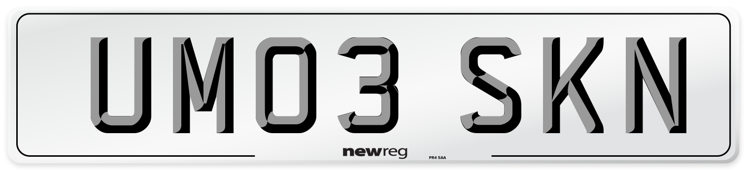 UM03 SKN Number Plate from New Reg
